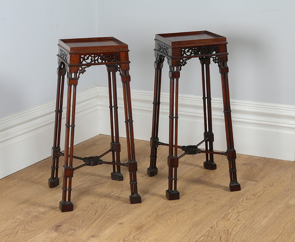 Pair of Mahogany Chippendale Style Torchere Stands (c.1900)