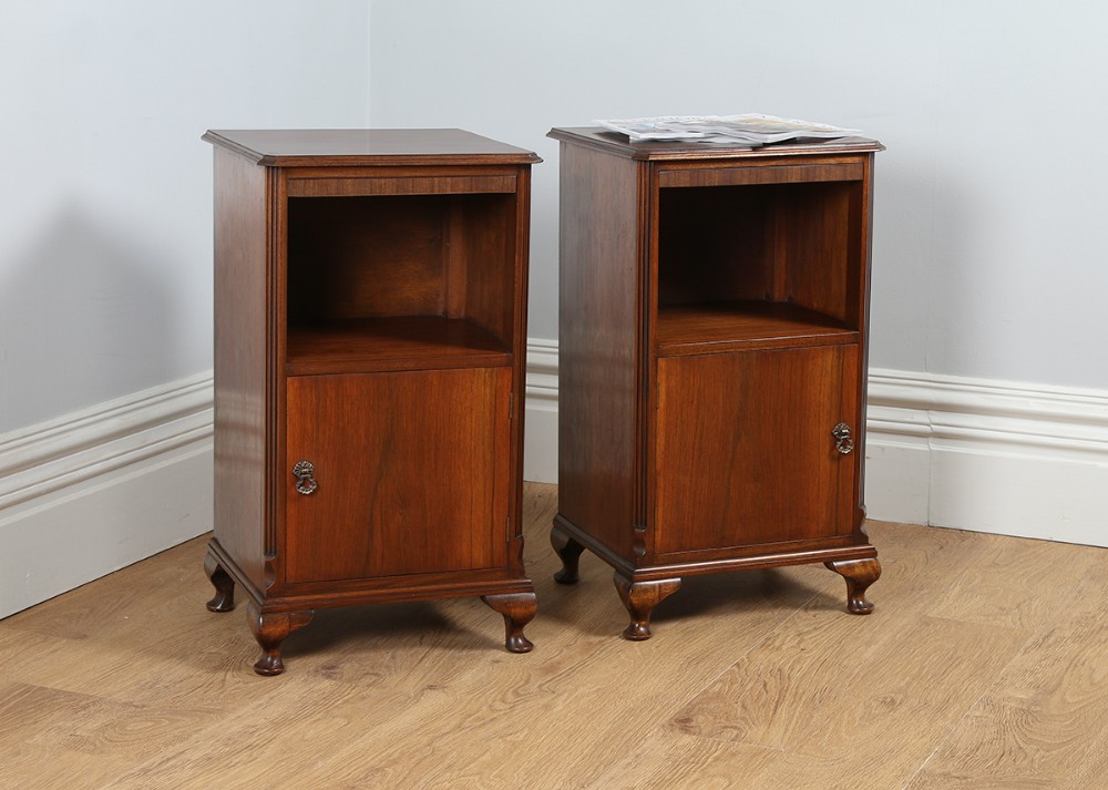 Pair of Army & Navy Walnut Bedside Cupboards (Circa 1930)