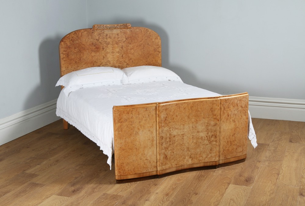 Art Deco Burr Walnut 4ft 6” Double Size Bed (Circa 1930)