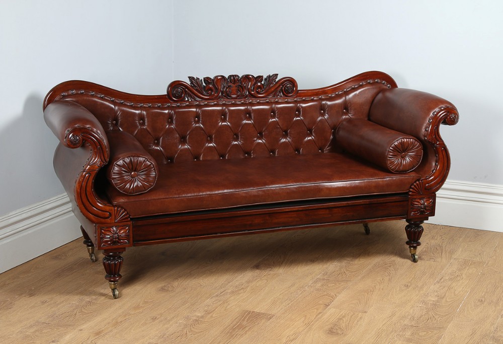 William IV Metamorphic Mahogany & Leather Doubled Ended Couch Sofa Settee Bed (Circa 1830)