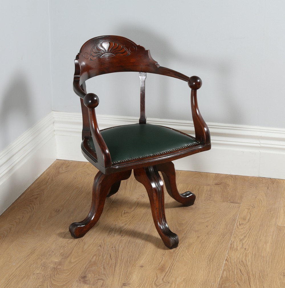 Victorian Mahogany Revolving Office Desk Library Captains Chair (Circa 1890)