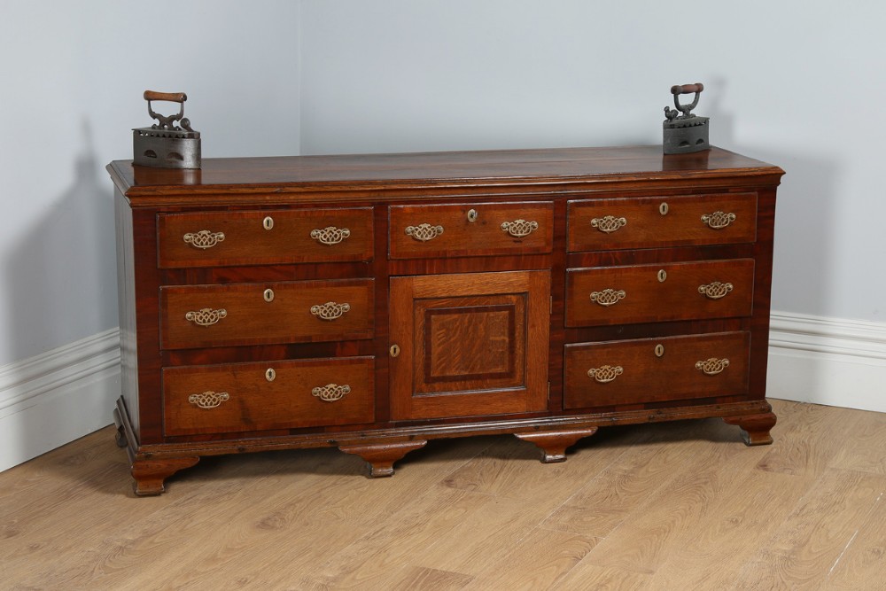 George III Oak & Mahogany Cheshire Dresser Sideboard Cupboard Base (Circa 1780 - 1800)
