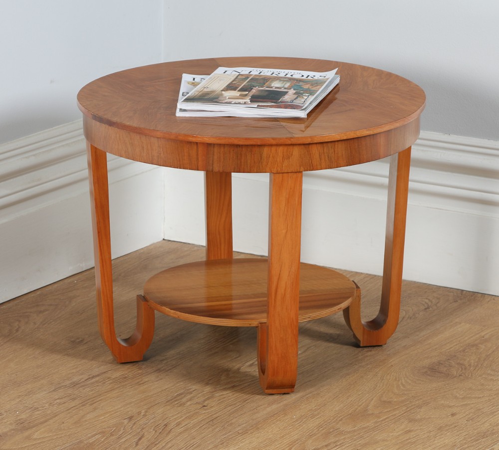 Art Deco Figured Walnut Circular Coffee Table (Circa 1930)