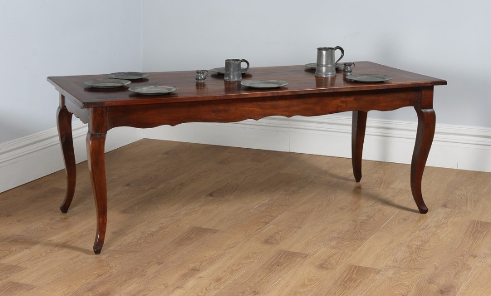 Antique French 6ft 6” Cherry Fruit Wood Farmhouse Kitchen Dining Refectory Table With Breadboard & Drawer (Circa 1850)