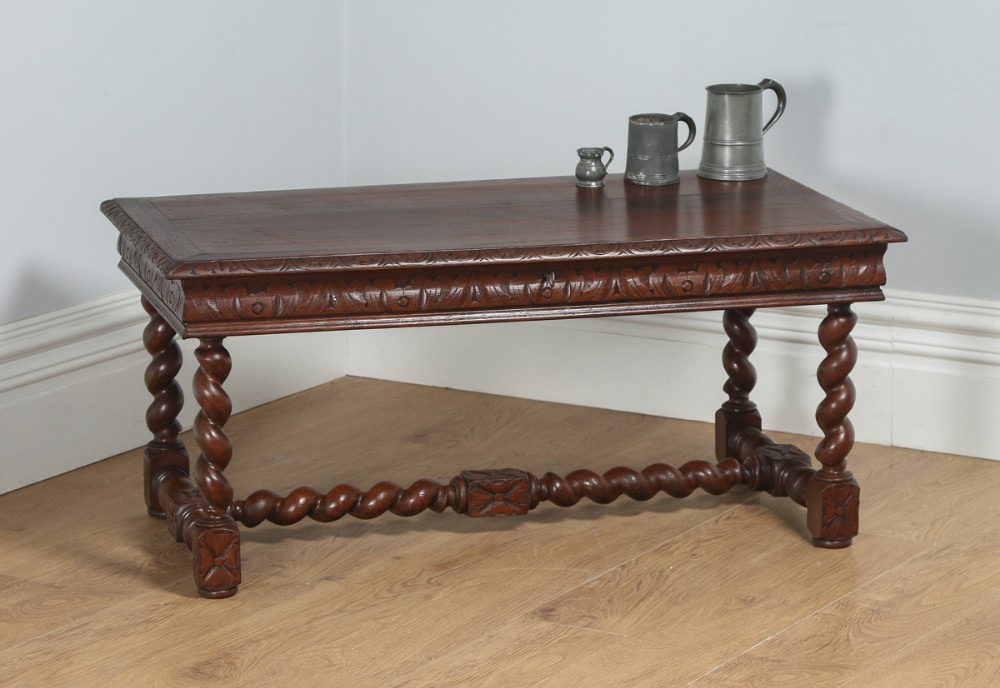 Antique French Carved Oak Rectangular Occasional Coffee Table (Circa 1860)