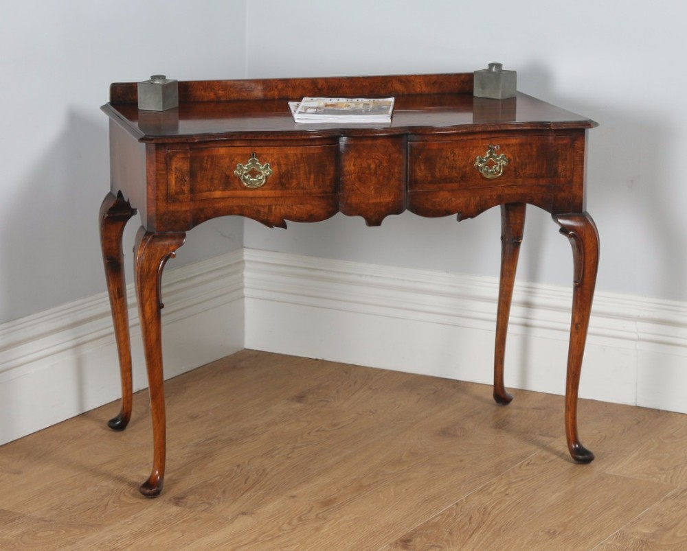 Antique English Maples & Co. Burr Walnut Queen Anne Style Serving Table (Circa 1920)