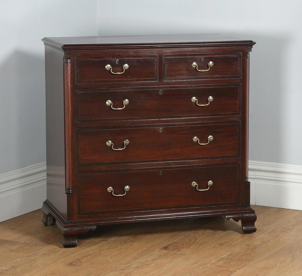 Antique English Georgian Mahogany Inlaid Chest of Drawers (Circa 1800)