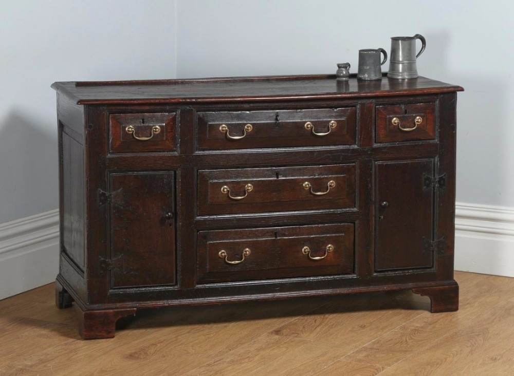 Antique Welsh Georgian Bog Oak Sideboard Dresser Base (Circa 1740)