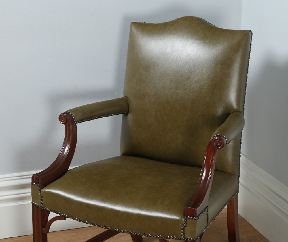 Antique Georgian Gainsborough Style Mahogany Green Leather Office antique-georgian-gainsborough-style-mahogany-green-leather-office