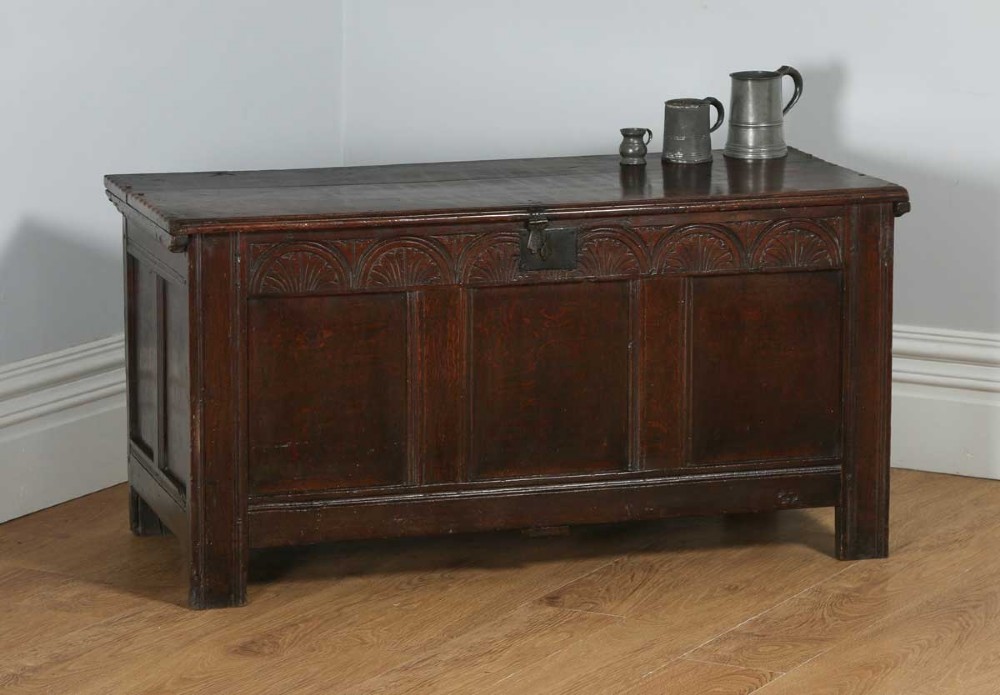 Antique Charles II English Home Counties Oak Joined Coffer Blanket Chest (Circa 1680)