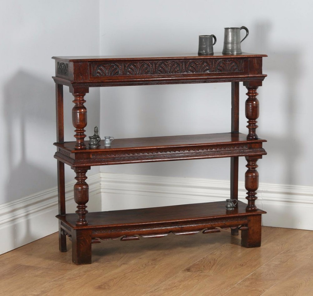 Antique Charles II Style Oak Buffet Server Sideboard Dumbwaiter (Circa 1820)
