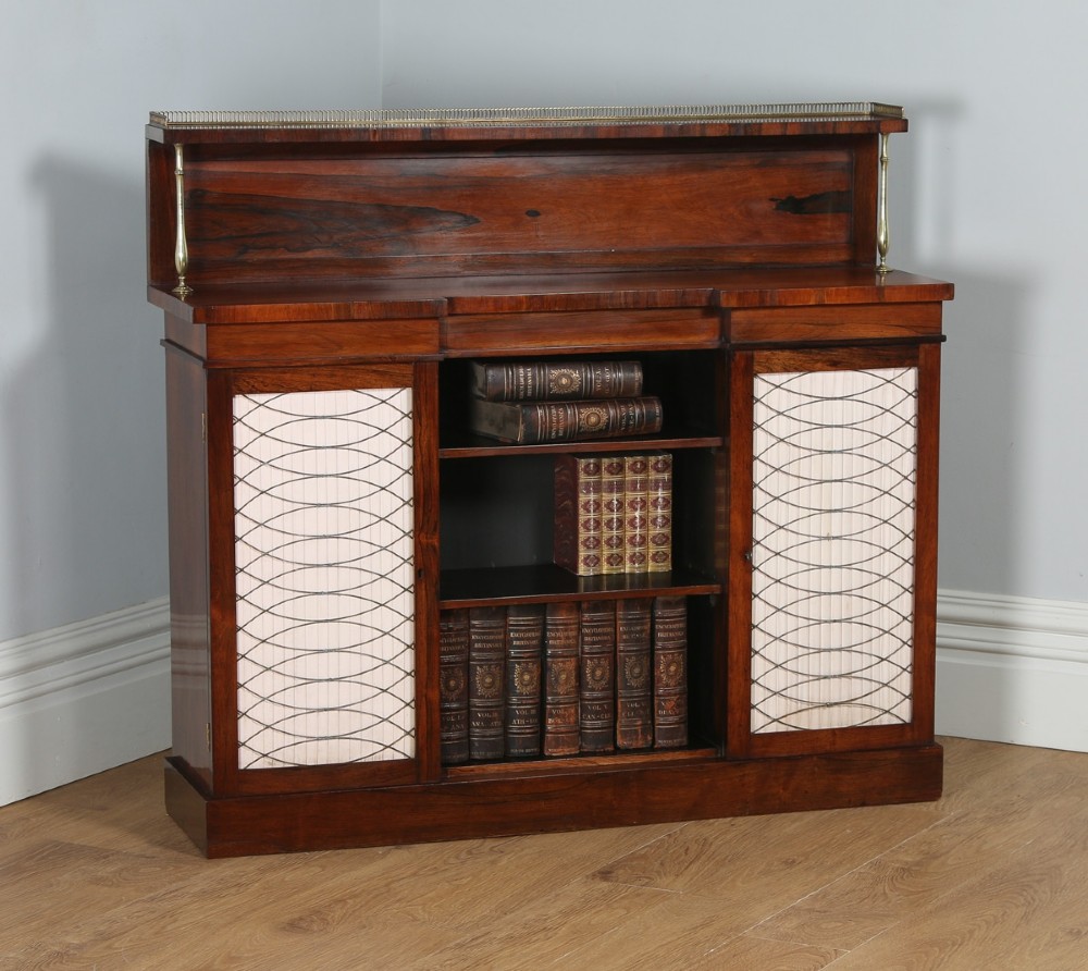 Antique English Regency Rosewood & Brass Chiffonier Bookcase (Circa 1820)