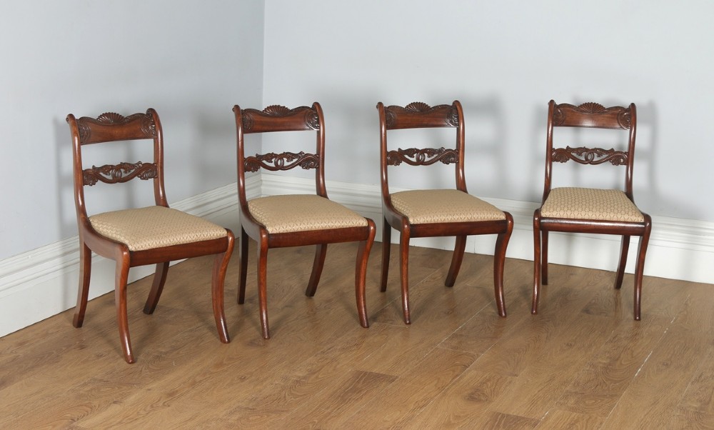 Antique English Georgian Regency Set of Four Mahogany Dining Chairs (Circa 1830)