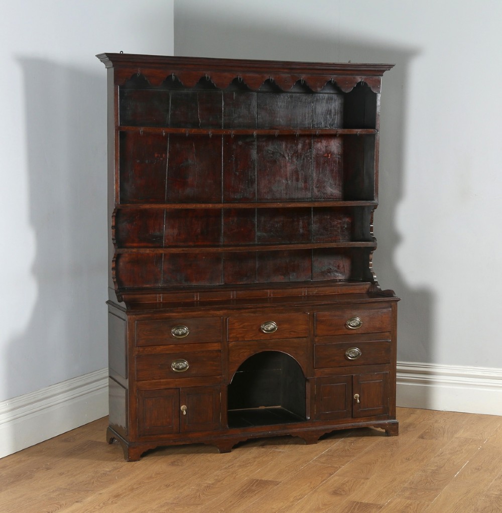 Antique Welsh Georgian Oak Dresser Base & Rack Sideboard Cupboard (Circa 1800)