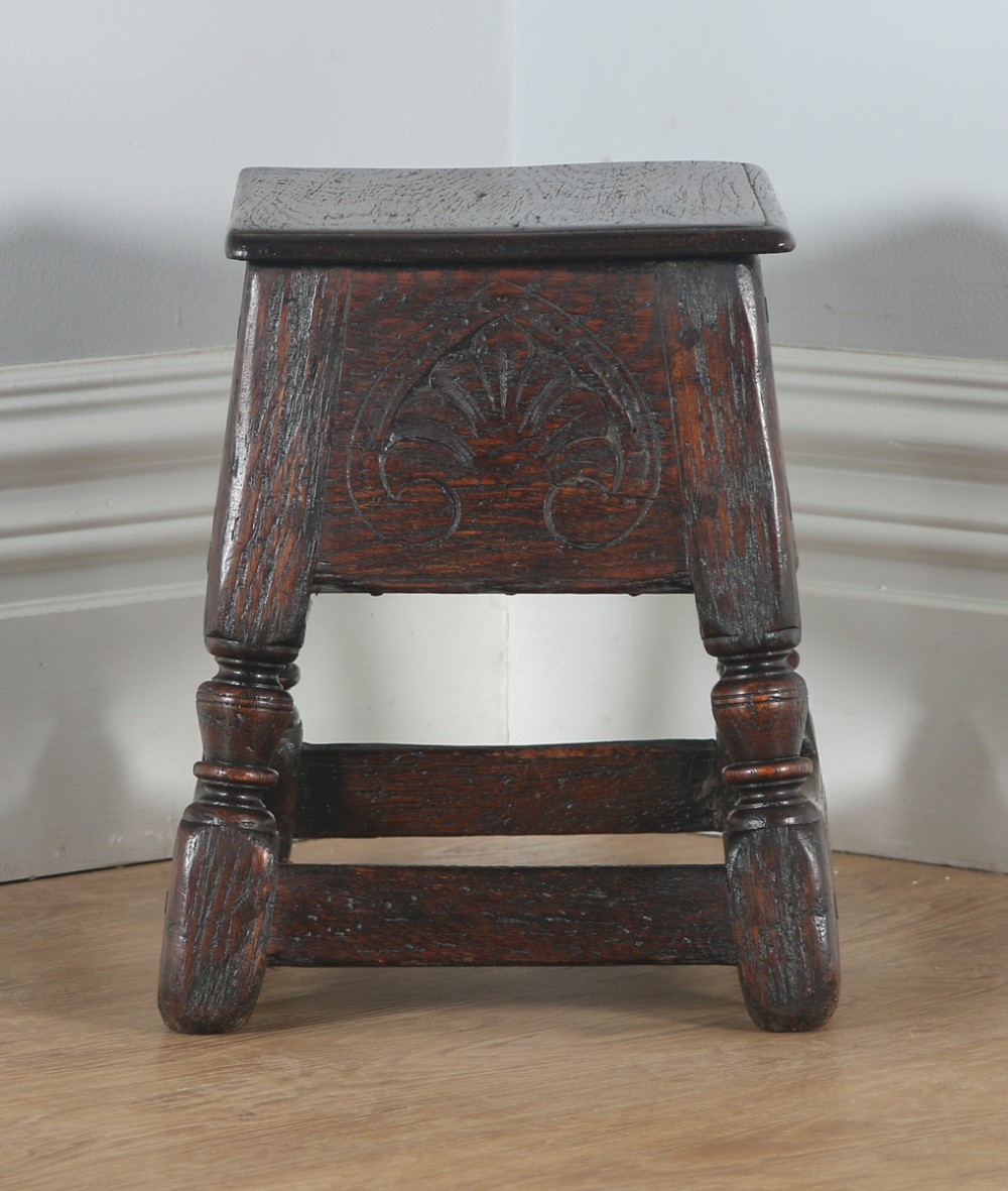 Antique English Charles Ii Style Oak Joint Close Box Stool (circa 1880)