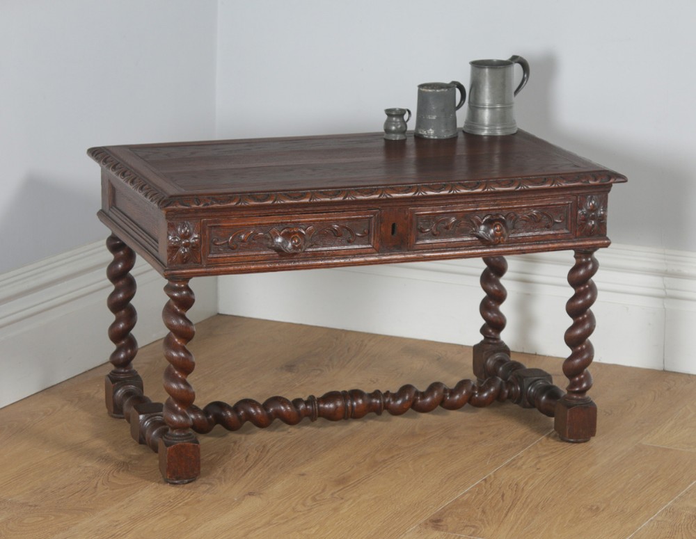 Antique French Carved Green Man Oak Coffee Rectangular Coffee Table (Circa 1860)