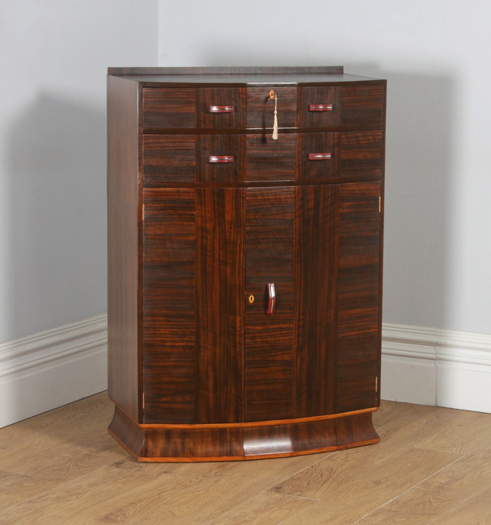 Antique English Art Deco Coromandel & Walnut Two Door Tallboy Compactum Chest of Drawers (Circa 1930)