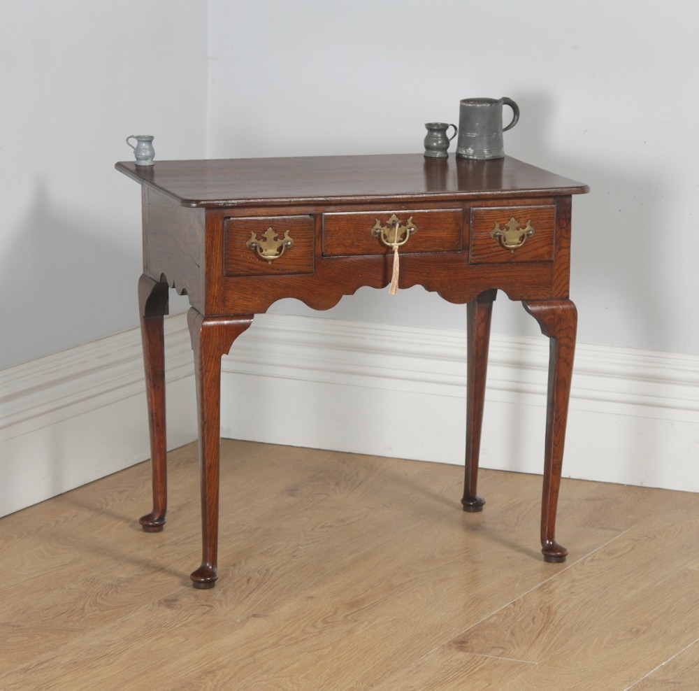 Antique English Georgian Oak & Elm Occasional Hall Side Lowboy Table (Circa 1760)