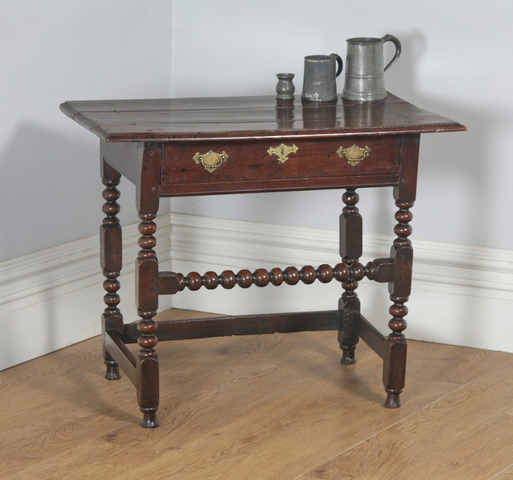 Antique English 17th Century Charles II Country Oak Occasional Hall Side Table (Circa 1680)