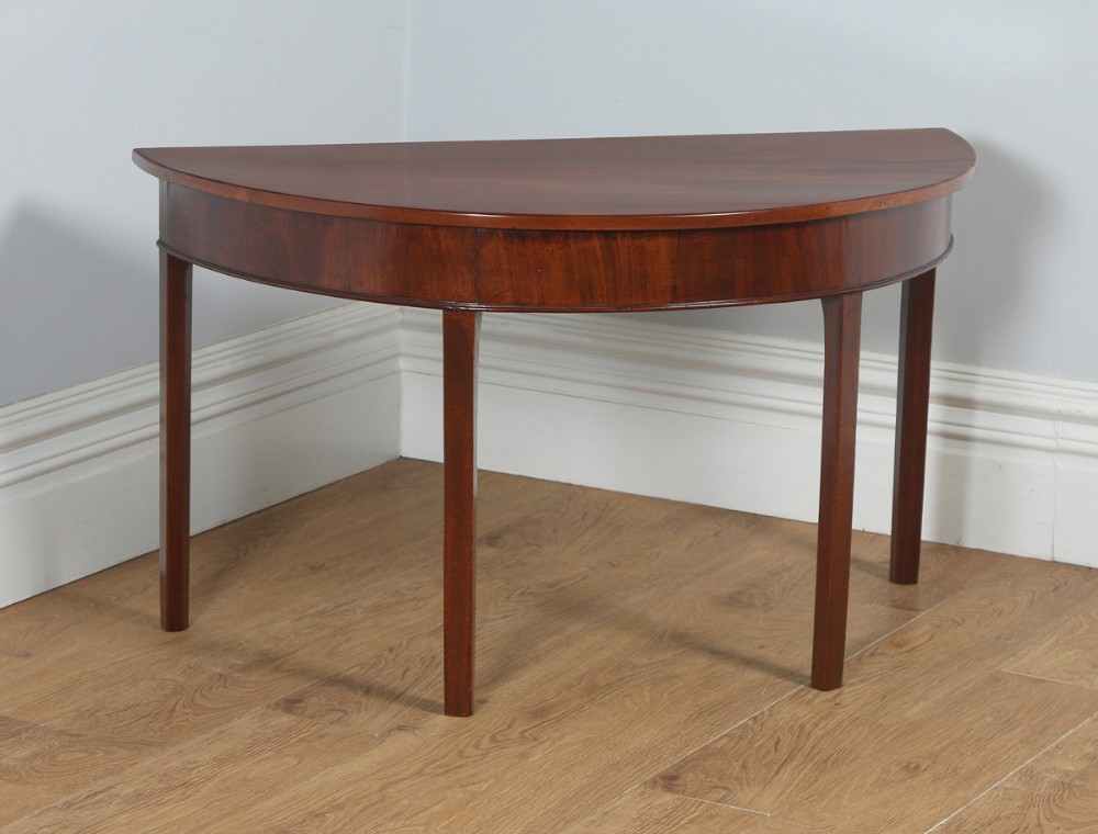 Antique English Georgian Mahogany Demi Lune Console Side Hall Table (Circa 1790)