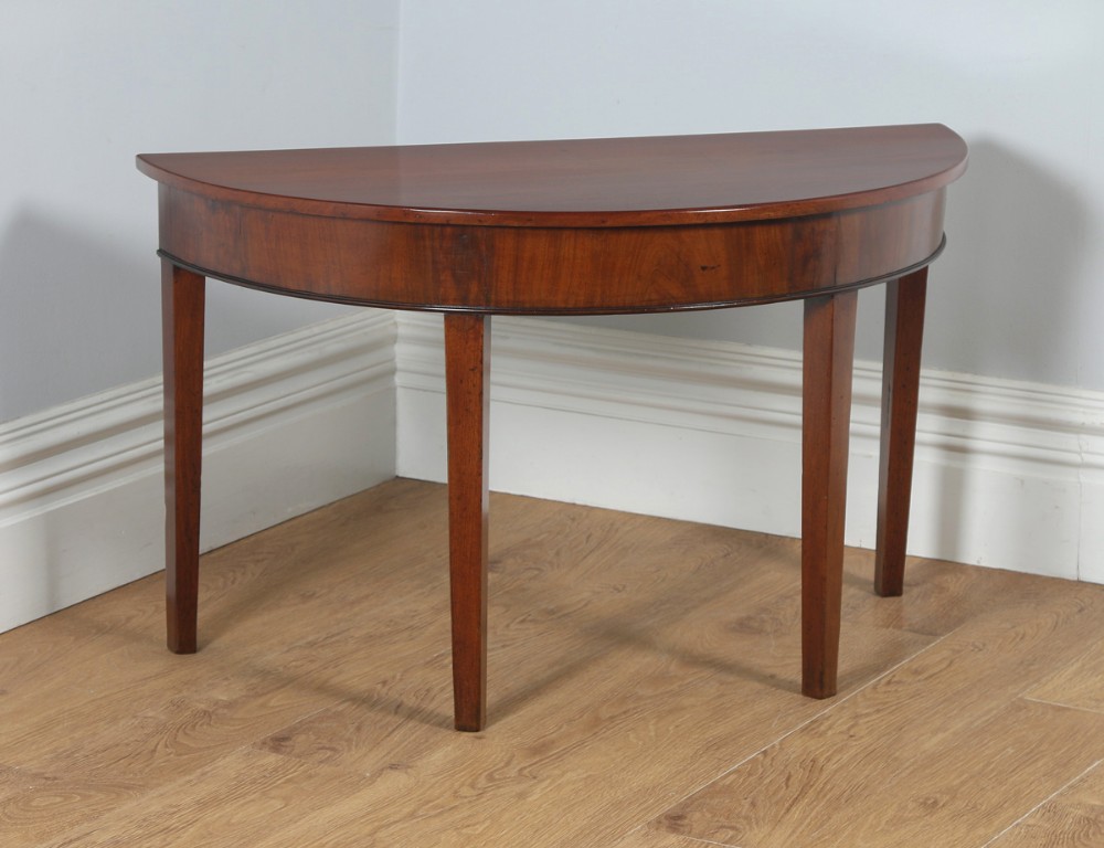 Antique English Georgian Mahogany Demi Lune Console Side Hall Table (Circa 1790)