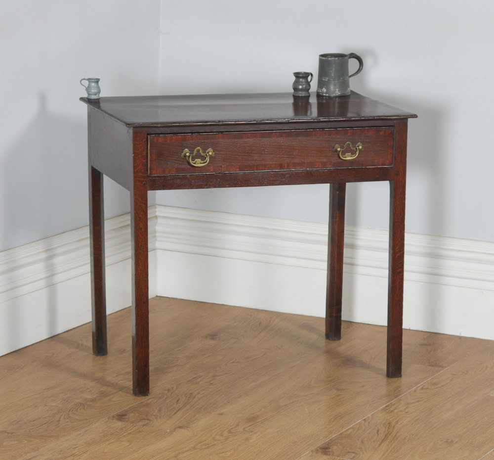 Antique English 18th Century Georgian Oak & Mahogany Occasional Side Hall Writing Table (Circa 1790)