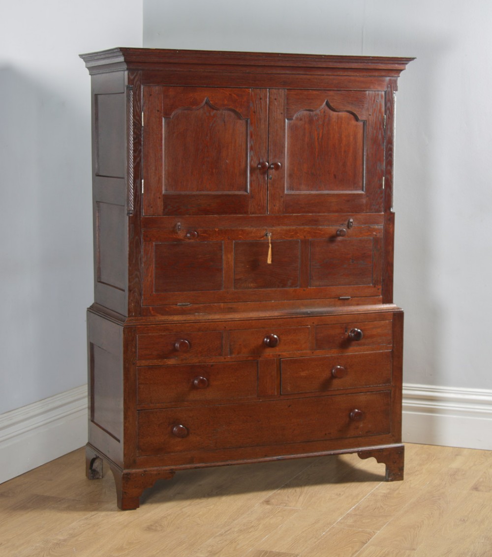 Antique Welsh Georgian Oak Kitchen Housekeepers Livery Press Cupboard (Circa 1800)
