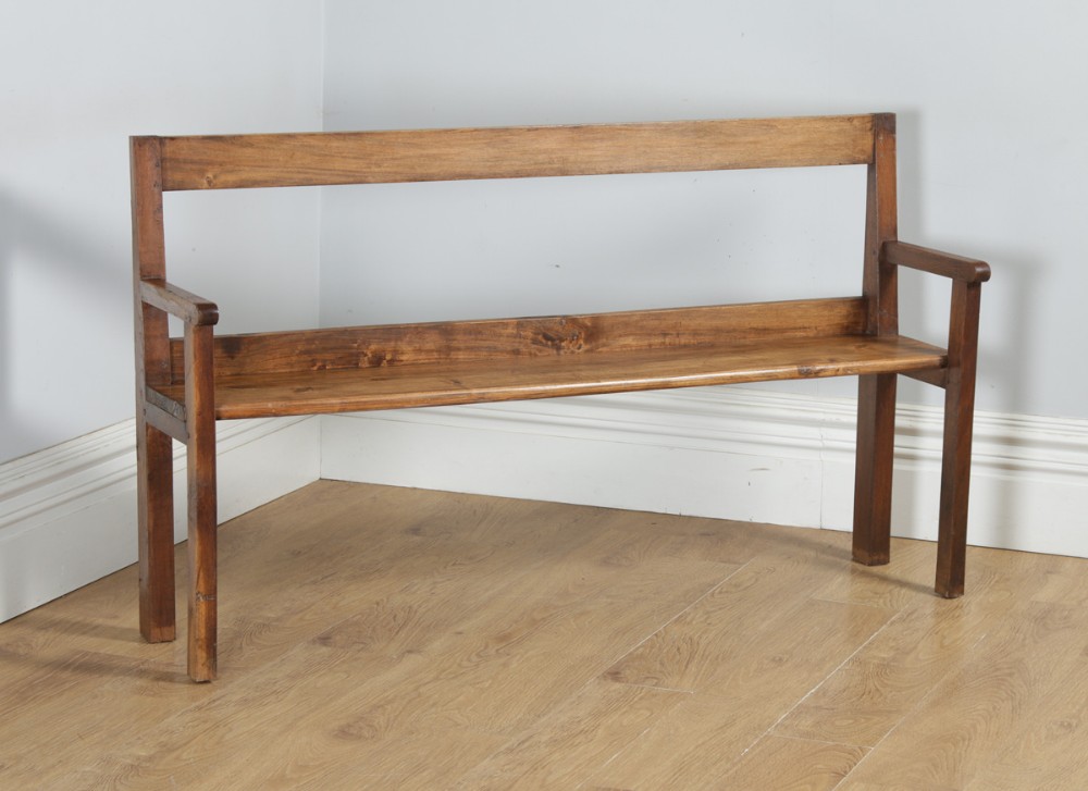 Antique French 5ft 3” Breton Chestnut Hall Settle Bench (Circa 1870)