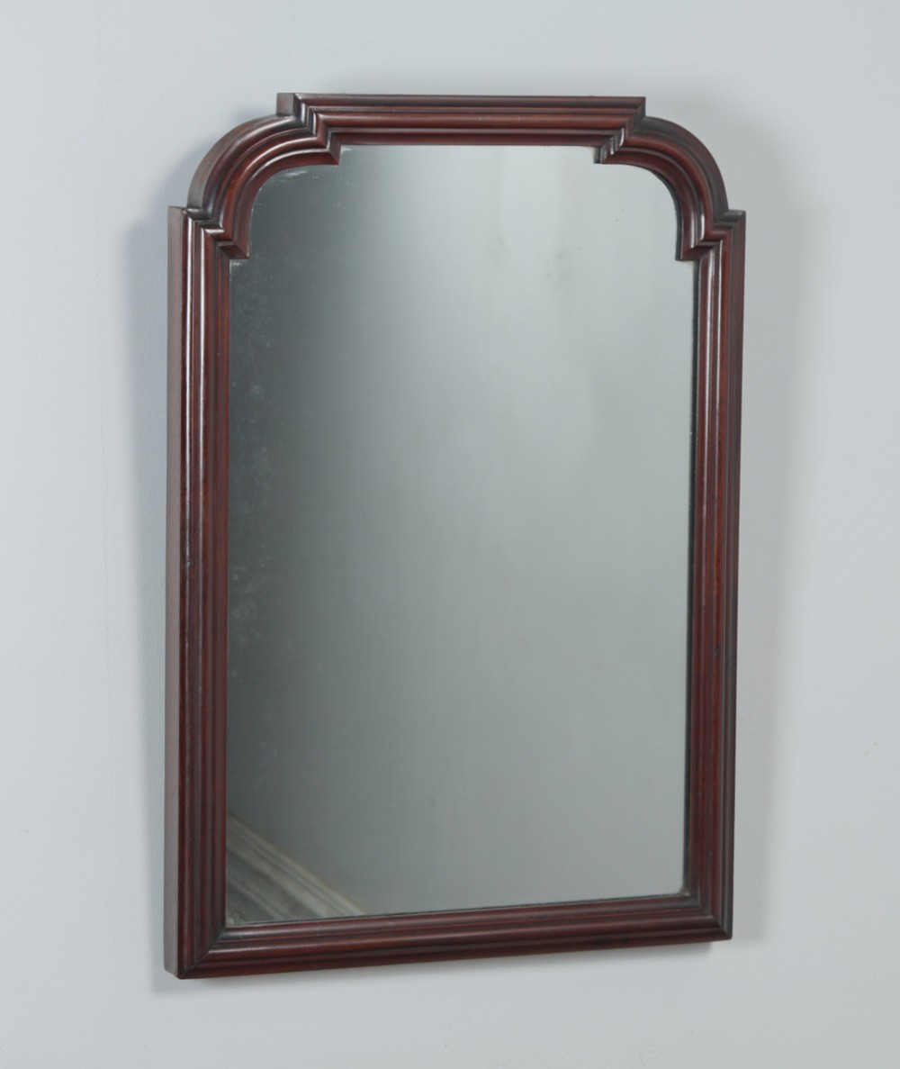 Antique English Victorian Mahogany Rectangular Overmantle Wall Portrait Hanging Mirror (Circa 1870)