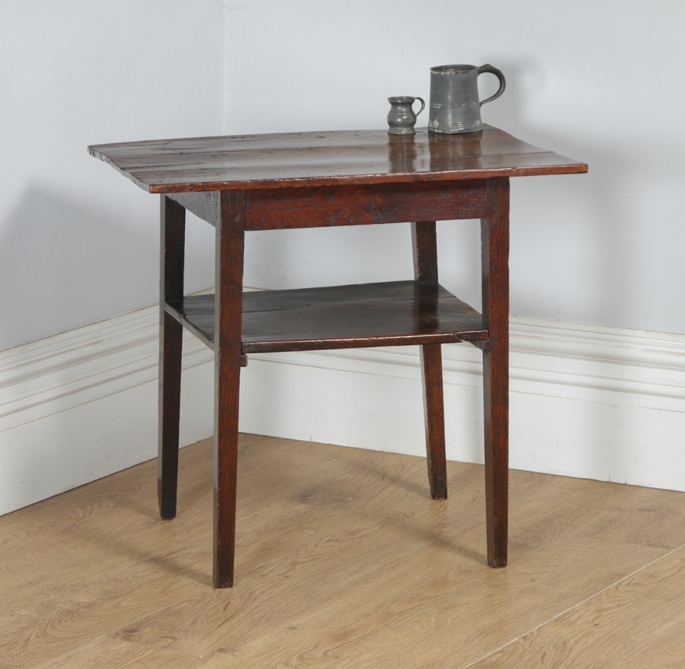 Antique English 18th Century Georgian Oak & Elm Occasional Side Hall Table (Circa 1720)