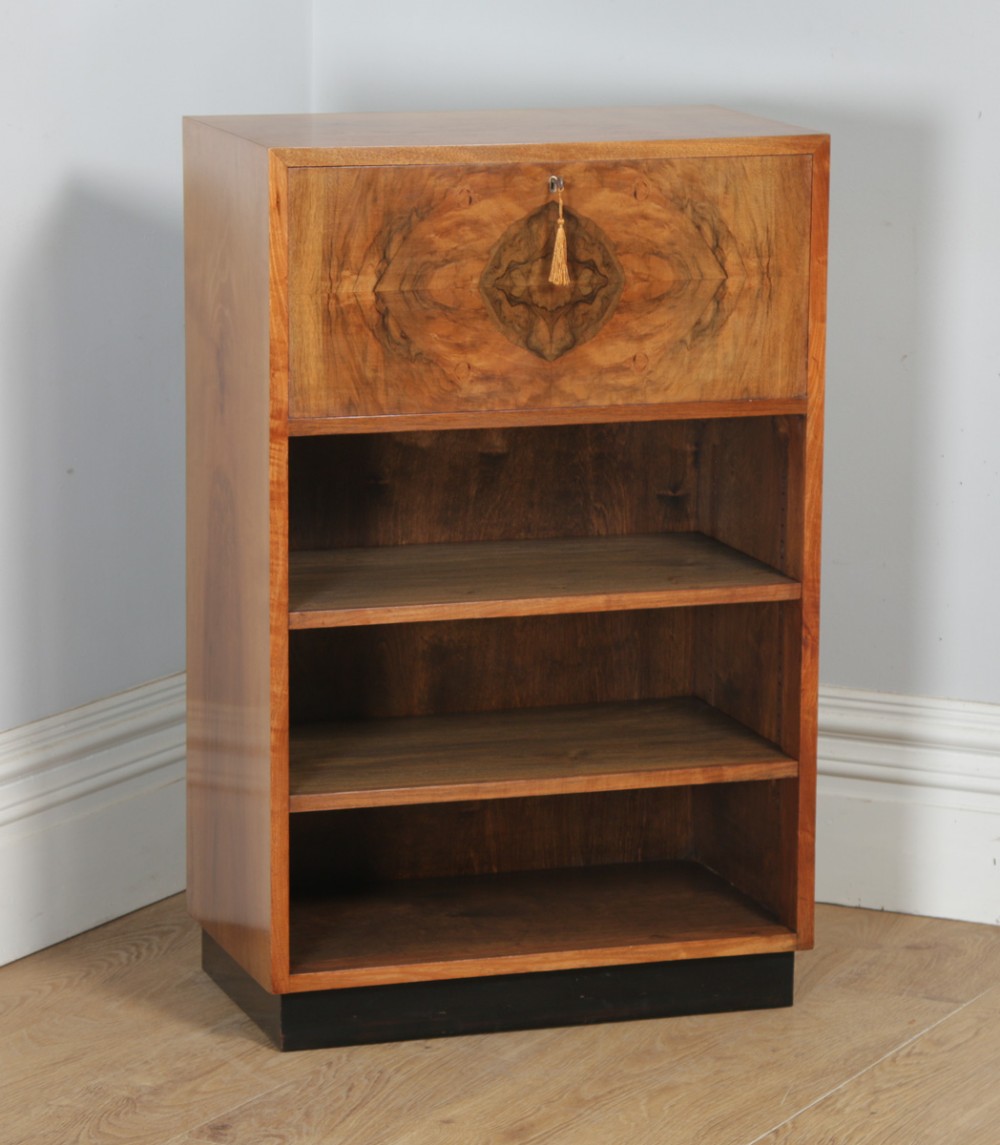 Antique English Art Deco Burr Walnut Office Desk (Circa 1930)
