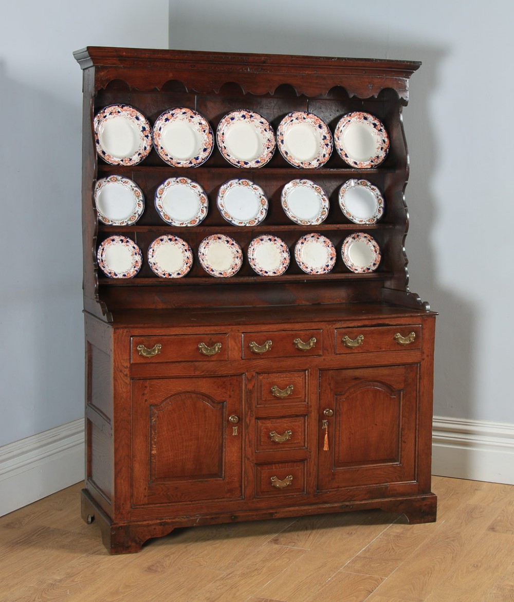 Antique Welsh Snowdonia Georgian Oak Joined High Dresser Base & Rack Sideboard (Circa 1740)