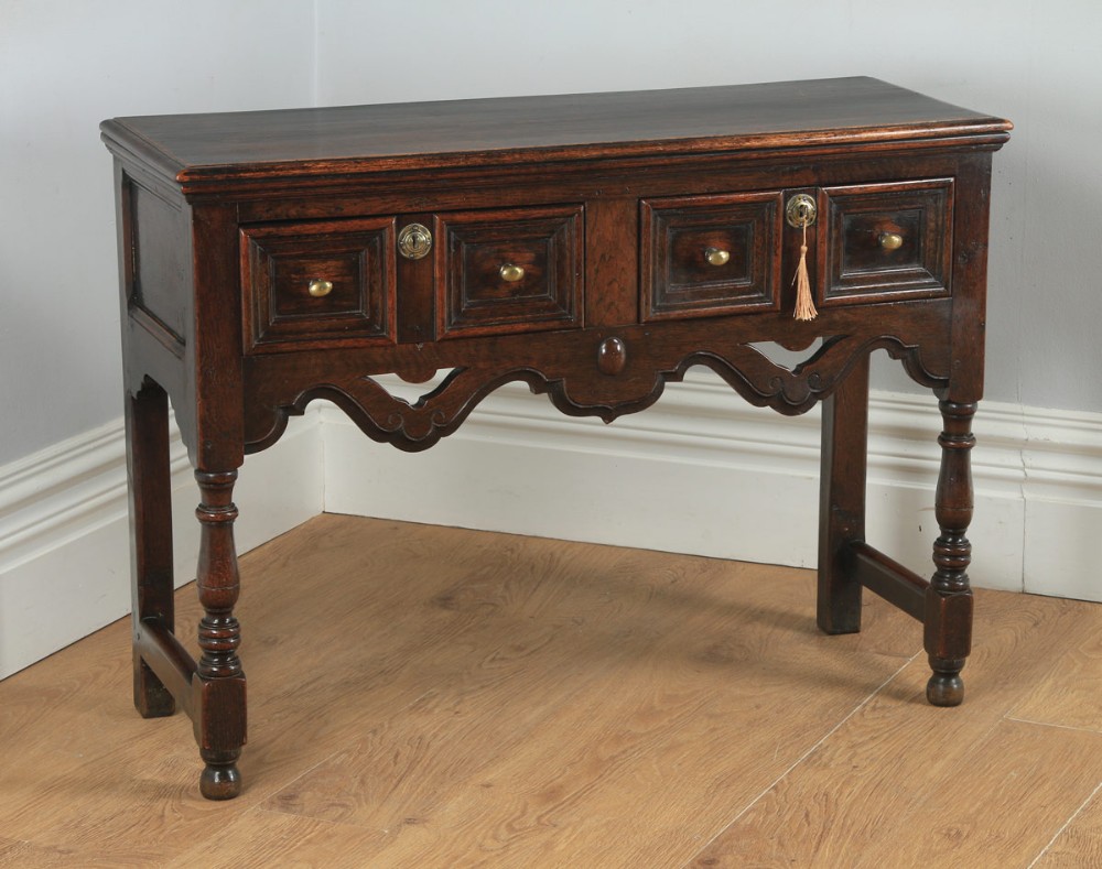 Antique English Victorian Jacobean Style Oak Geometric Dresser Serving Base Sideboard (Circa 1860)