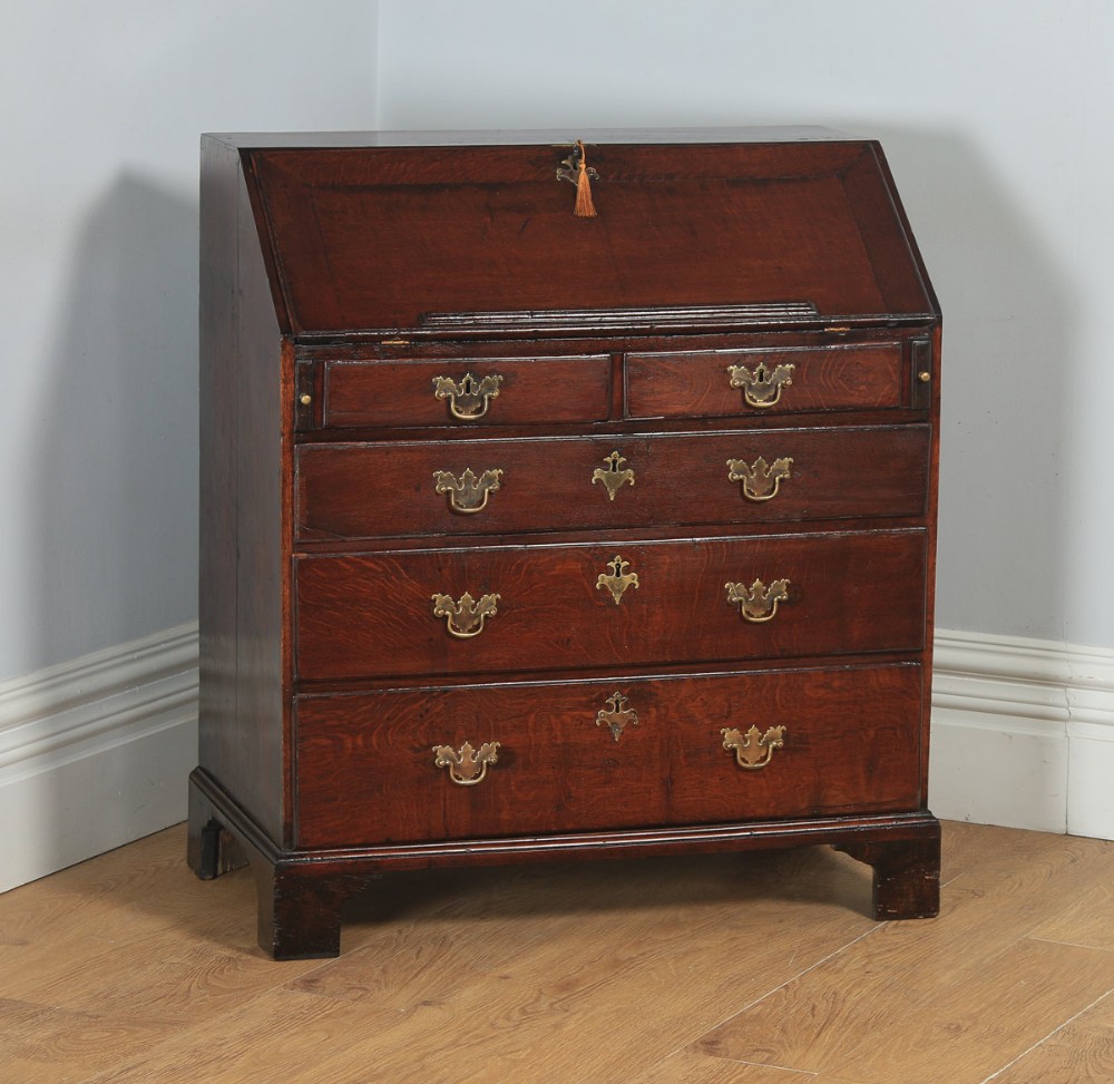 Antique English 18th Century Georgian Oak Bureau (Circa 1740)