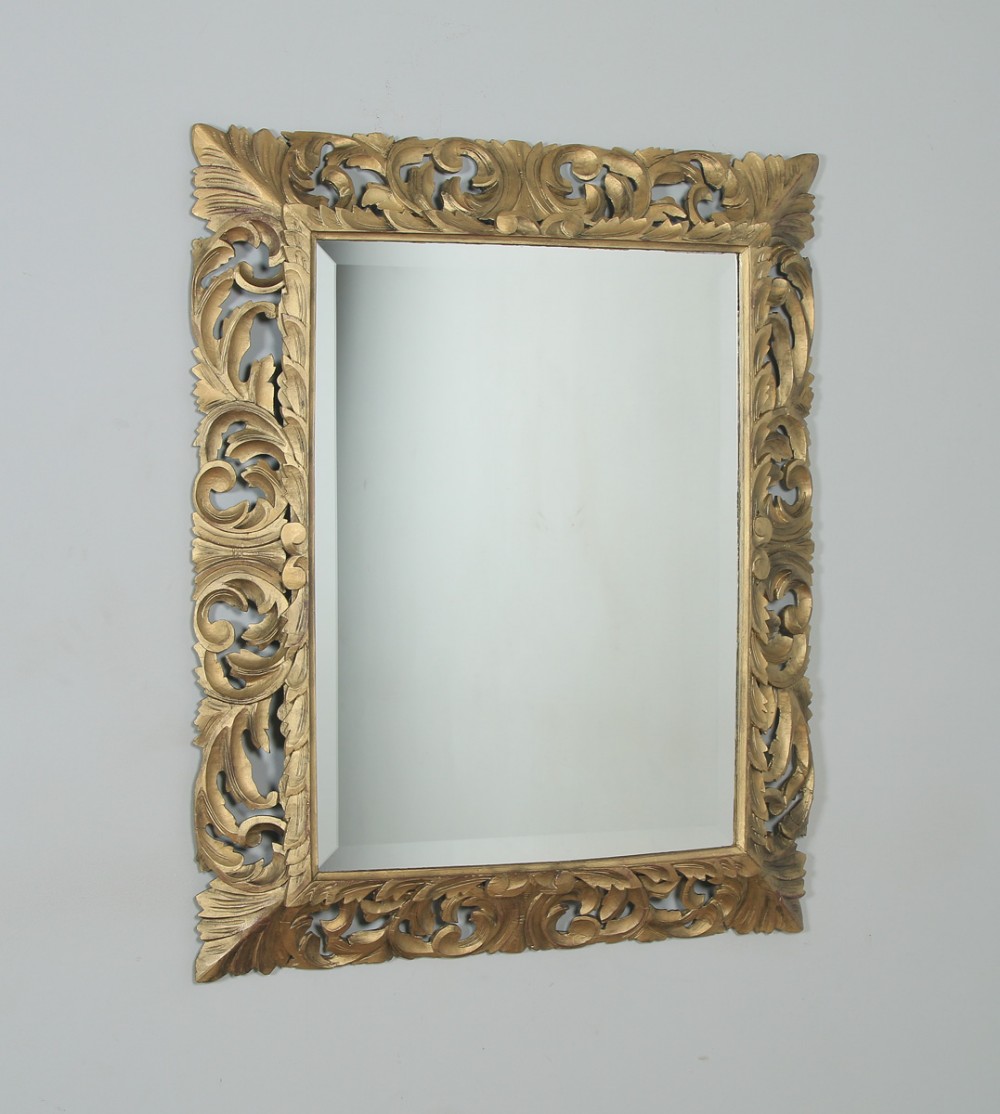 Antique English Victorian Oak Carved Overmantle Gilt Gesso Wood Wall Hanging Mirror (Circa 1890)