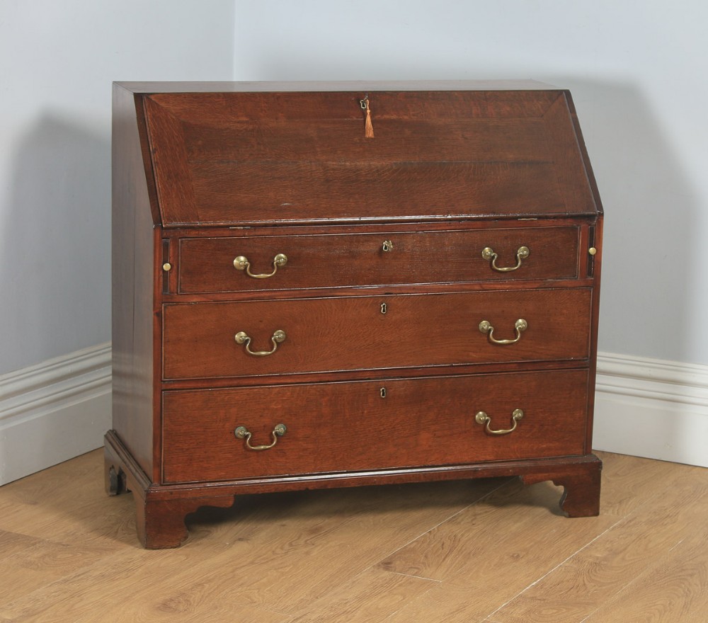 Antique English 18th Century Georgian Oak Bureau (Circa 1780)