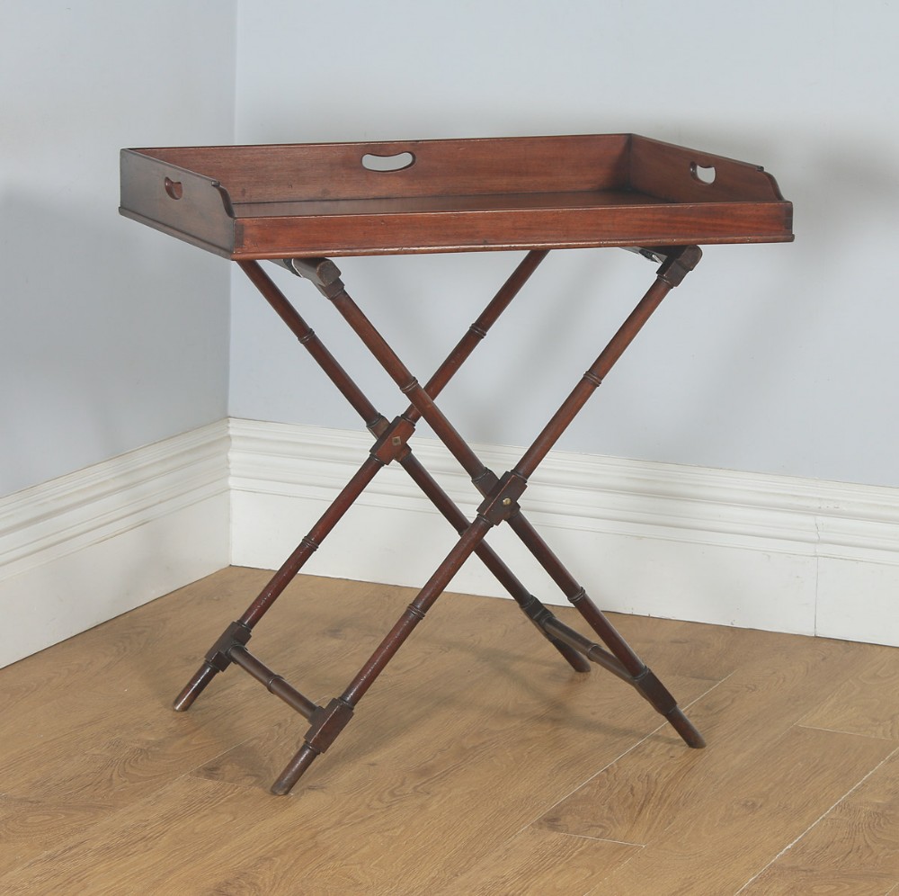 Antique English Victorian Mahogany Small Butlers Tray Table (Circa 1850)