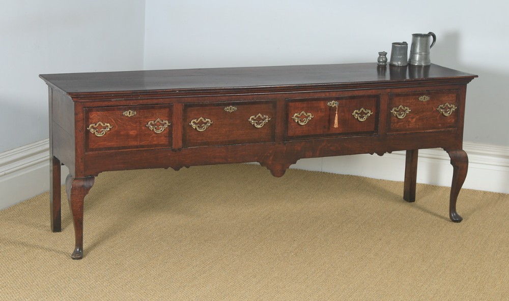 Antique English 18th Century Georgian Oak Four Drawer Dresser Base Sideboard (Circa 1780)