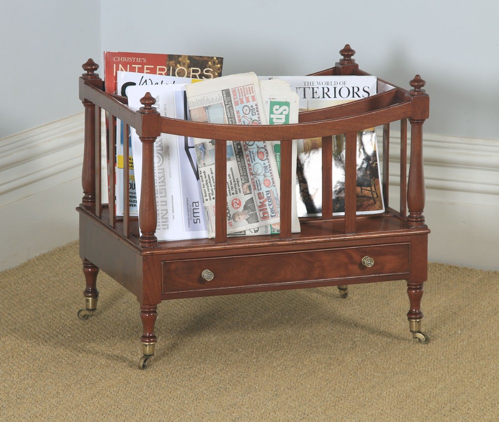 Antique English Georgian Regency Mahogany Canterbury Magazine Rack Tidy (Circa 1830)