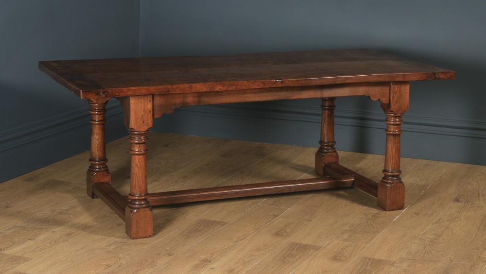 English 17th Century Style 6ft 7” Solid Burr Oak Farmhouse Kitchen Refectory Table Seats 8-10 People (Circa 1930)