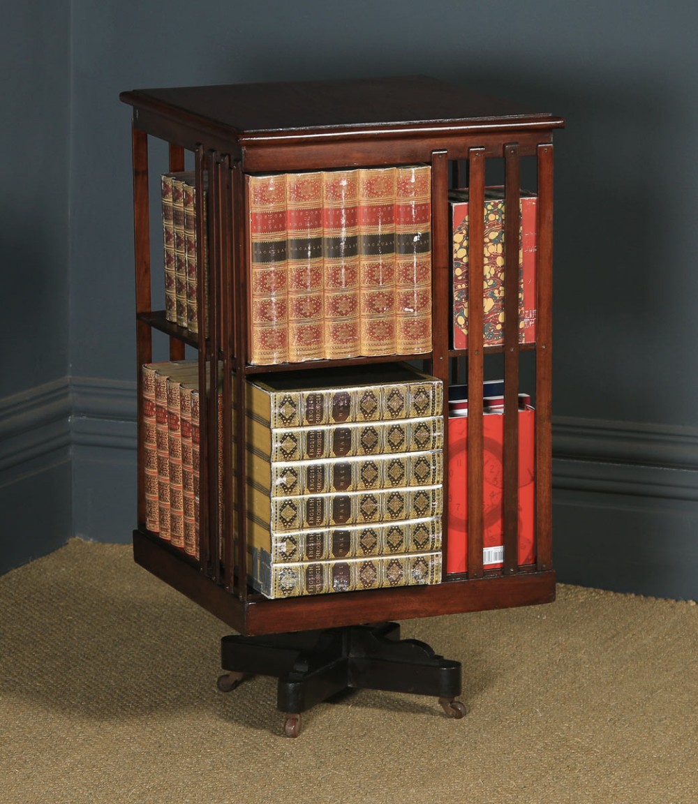 Antique English Edwardian Mahogany Revolving Bookcase Stand (Circa 1910)