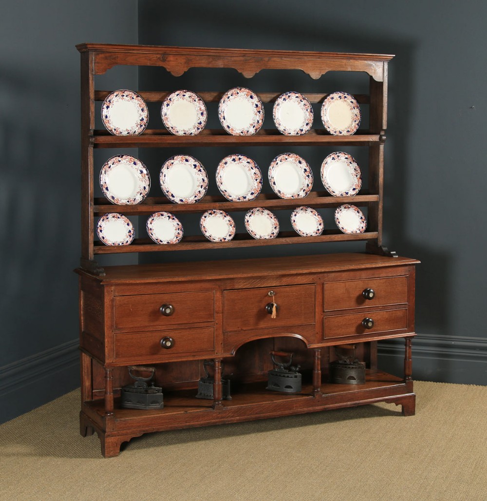 Antique Welsh Georgian Oak Dresser Base Sideboard Potboard & Rack (Circa 1810)