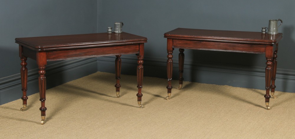Antique English Pair of William IV Mahogany Console Side Hall Occasional Tables (Circa 1835)