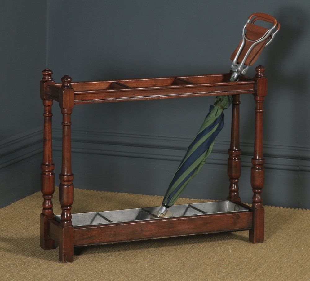 Antique English Edwardian Triple Oak Stick & Umbrella Hall Stand (Circa 1910)