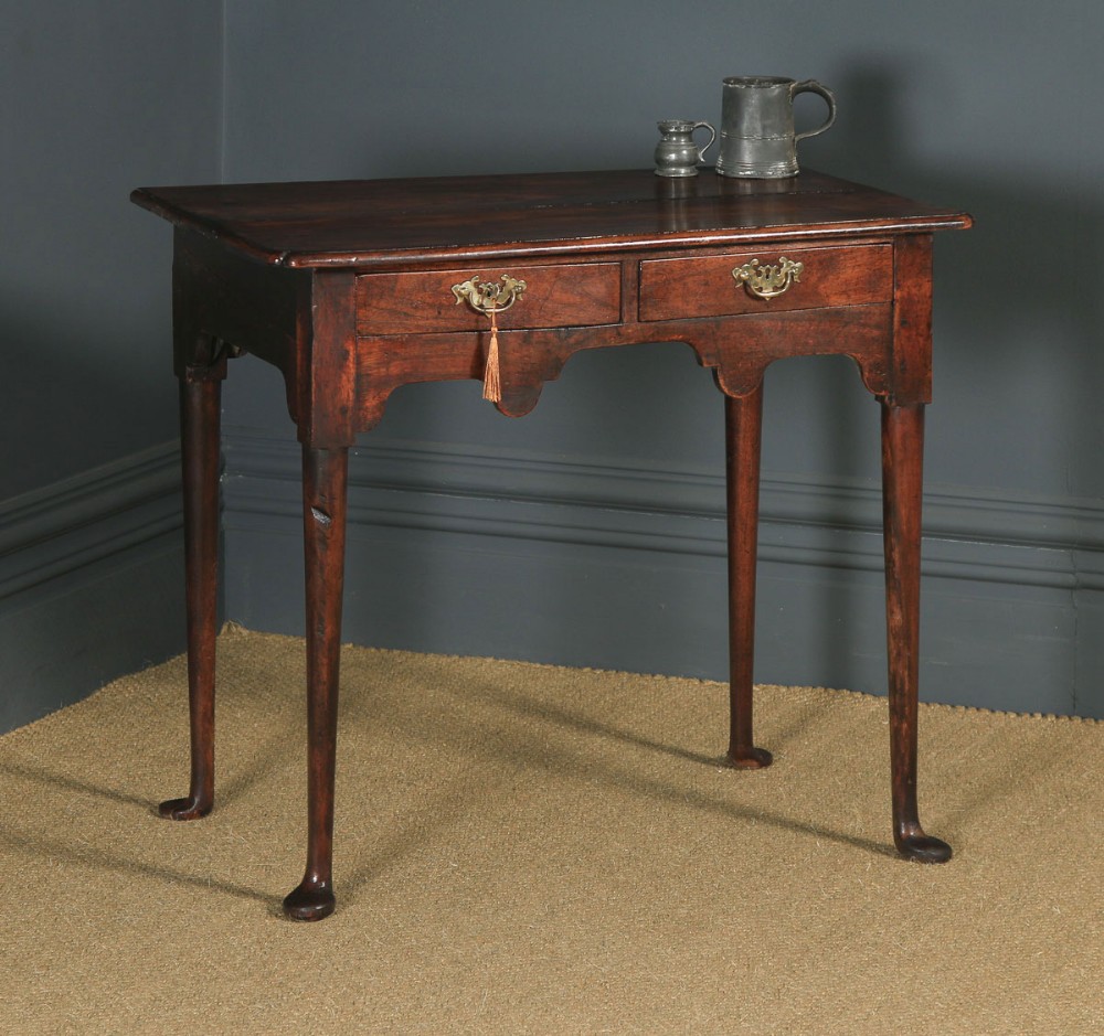 Antique English Georgian Elm Occasional Hall Writing Lowboy Side Table (Circa 1740)