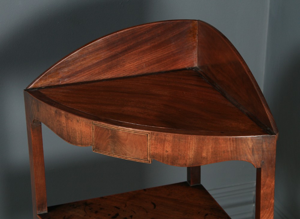 Antique English Regency Bow Front Mahogany & Inlaid Corner Display Table (Circa 1810) View IX