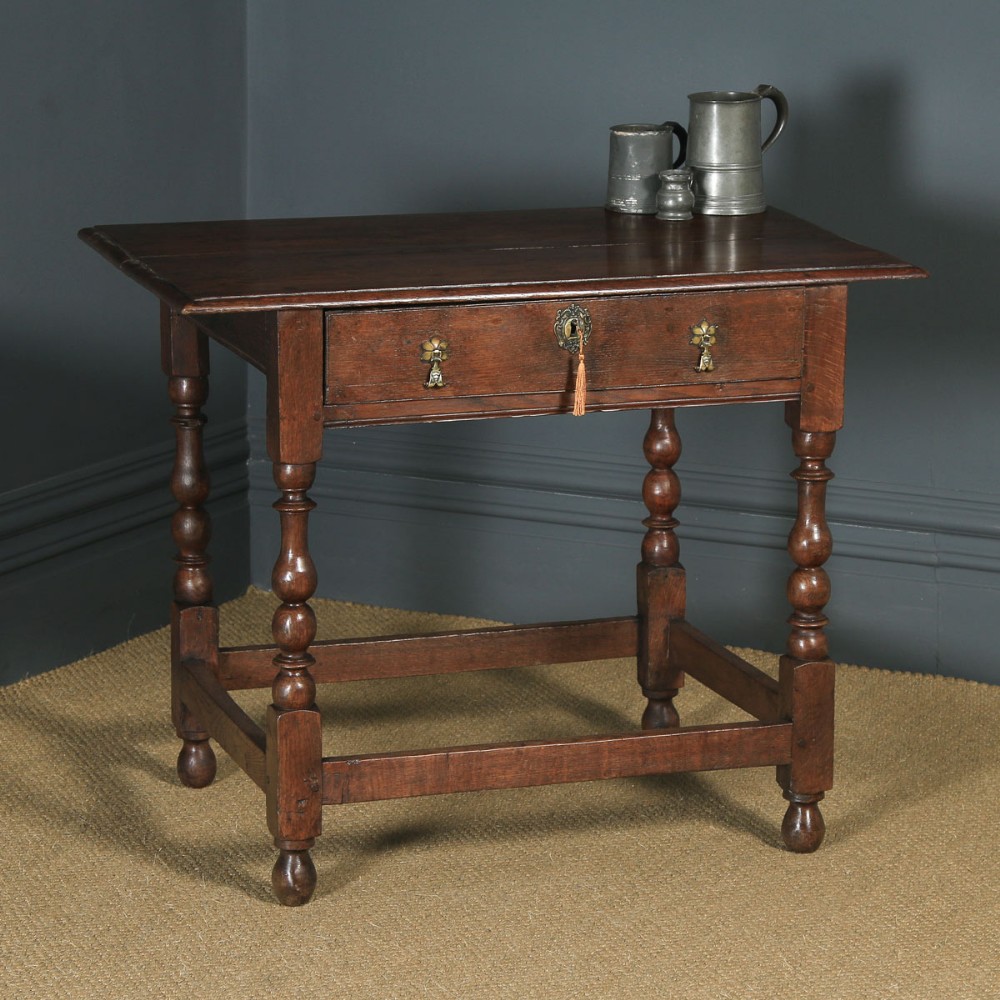 Antique English Georgian Oak Occasional Hall Writing Lowboy Side Table (Circa 1740)