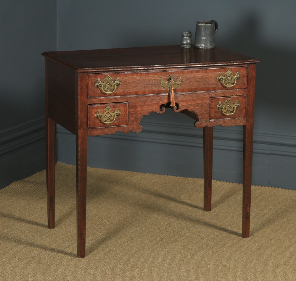 Antique English 18th Century Georgian Oak Cross Banded Occasional Side Hall Lowboy Table (Circa 1780)