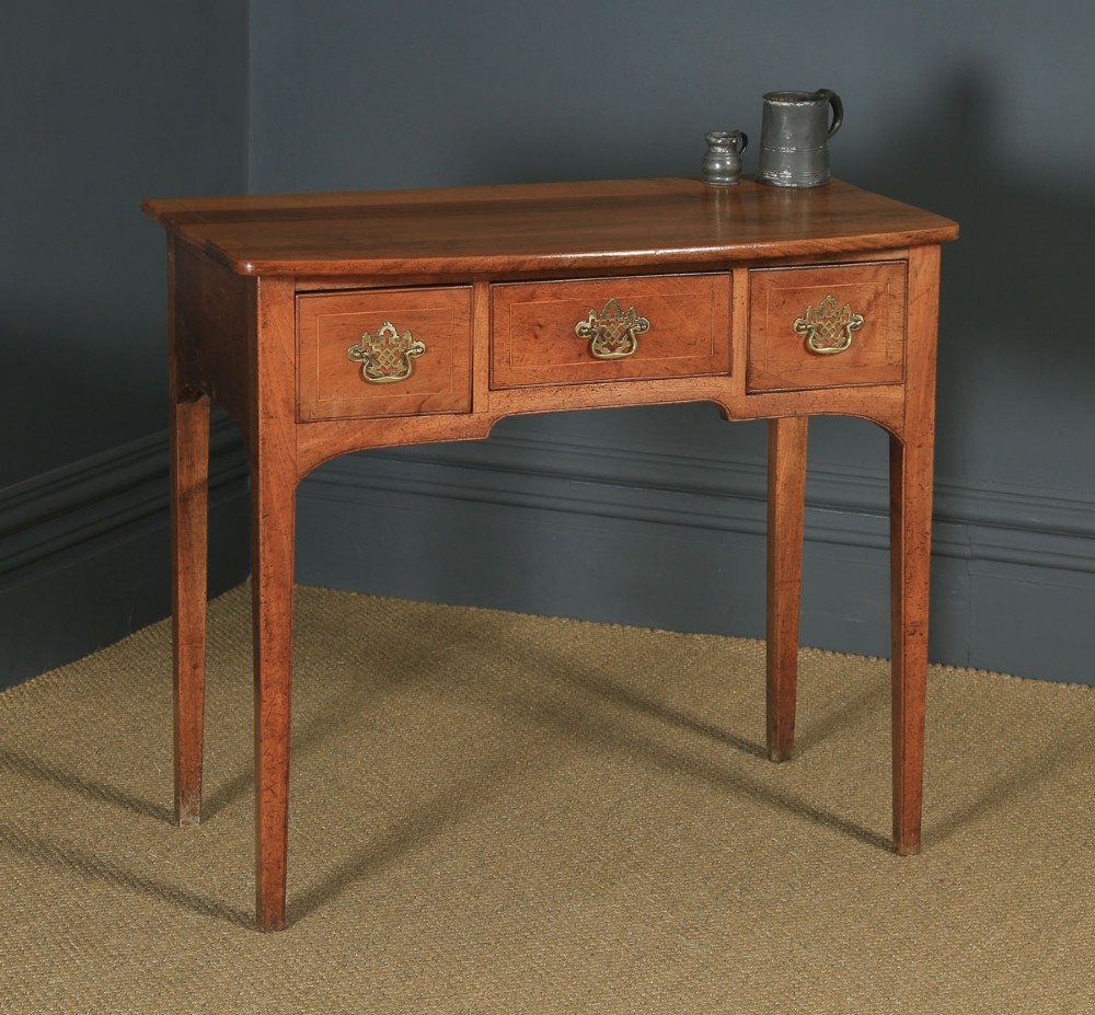 Antique English Georgian Fruitwood Inlaid Occasional Side Hall Lowboy Table (Circa 1780)