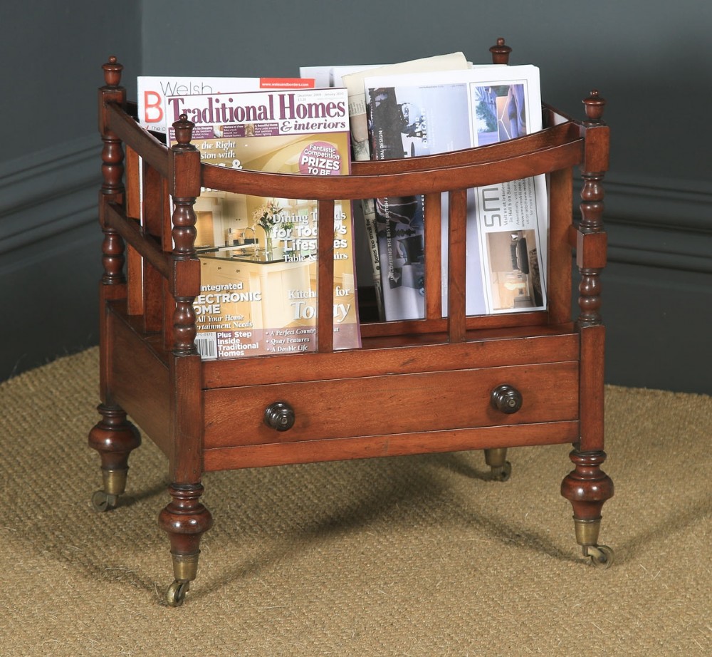 Small Antique English Georgian Regency Mahogany Canterbury Magazine Rack Tidy (Circa 1830)
